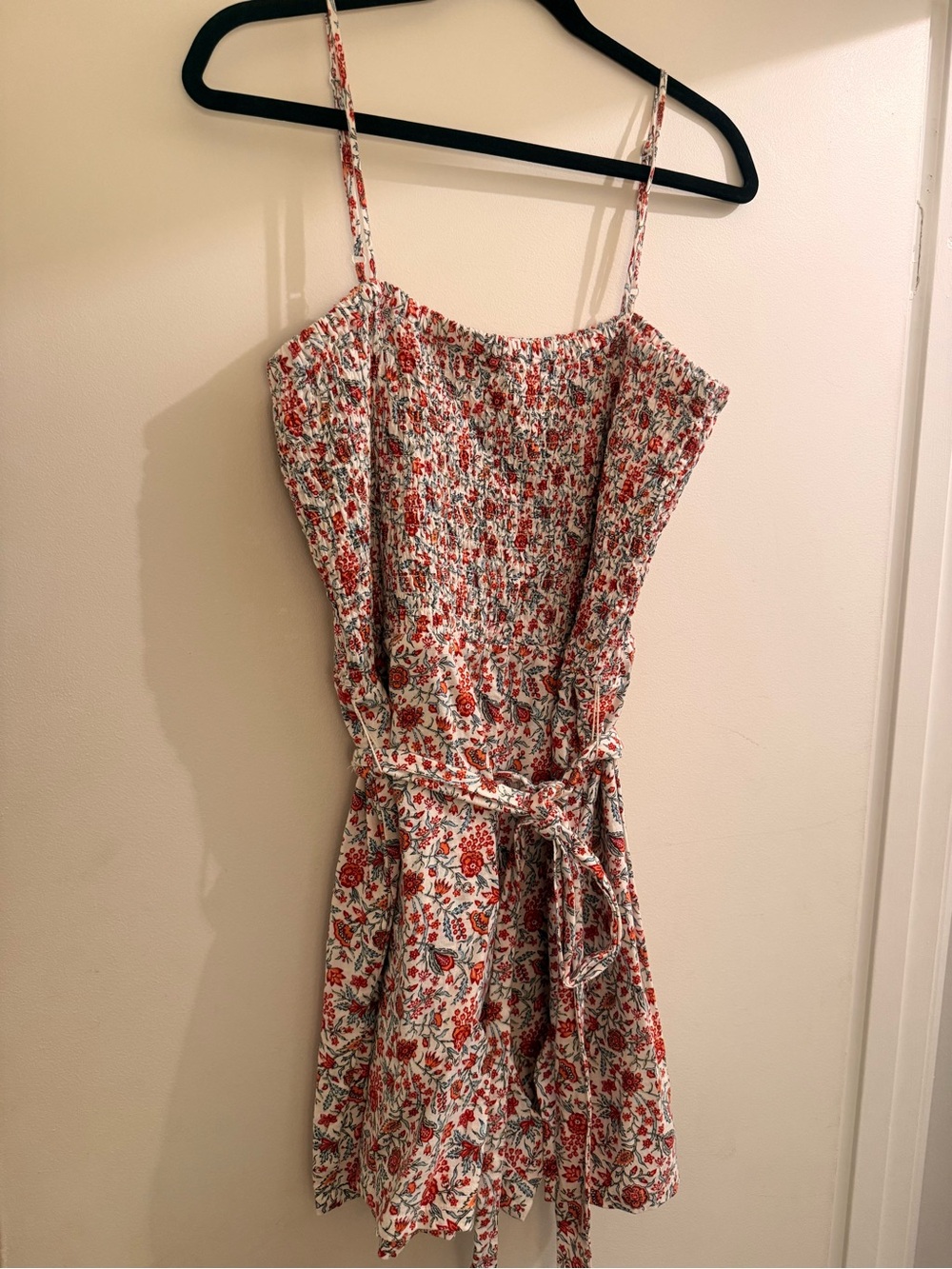 Floral Smocked Top Romper w Belt